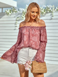 Casual solid color one shoulder long sleeve chiffon top