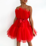 Sweet strapless princess dress white mini birthday party dress