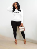 Women's fashion sports leisure color contrast printing two-piece set