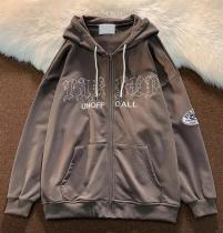 Ancient letter embroidery hoodie coat women's street loose casual sweater cardigan Ancient letter embroidery hoodie coat women's street loose casual sweater cardigan