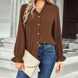 V-Neck Shirt Women's Fashion Casual Versatile Polka Point Shirt