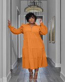 Women's shirt collar cake skirt large dress