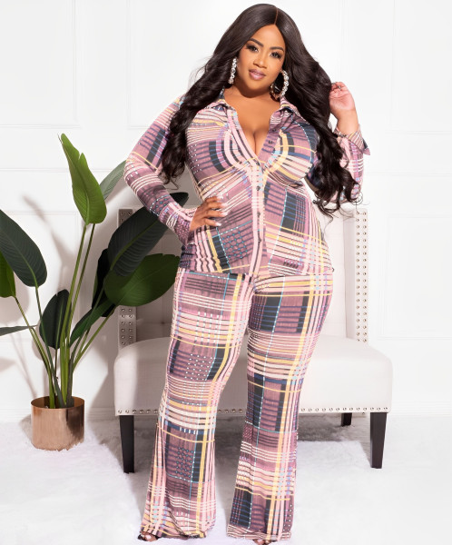 Plaid shirt long sleeve fashionable casual suit