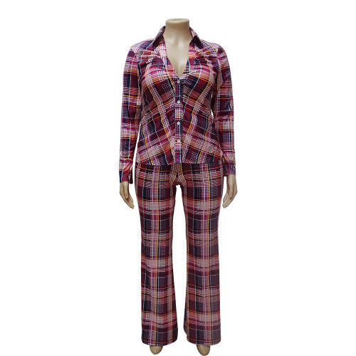 Plaid shirt long sleeve fashionable casual suit