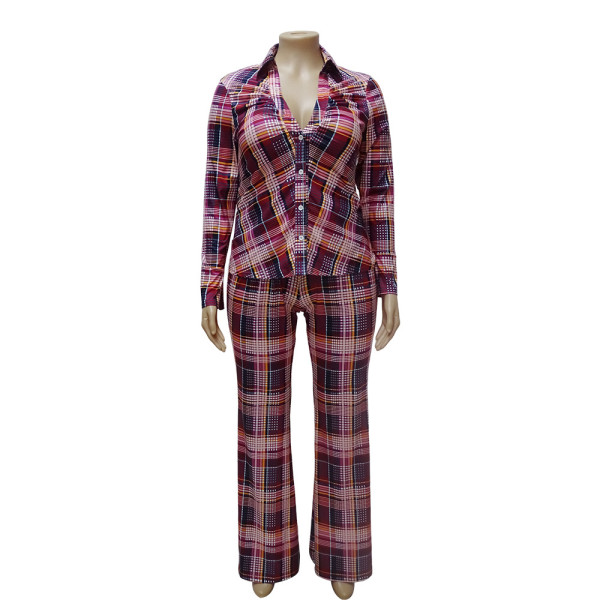 Plaid shirt long sleeve fashionable casual suit
