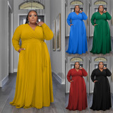 Casual Women's Dress with Pockets Large Size Dress