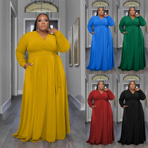 Casual Women's Dress with Pockets Large Size Dress
