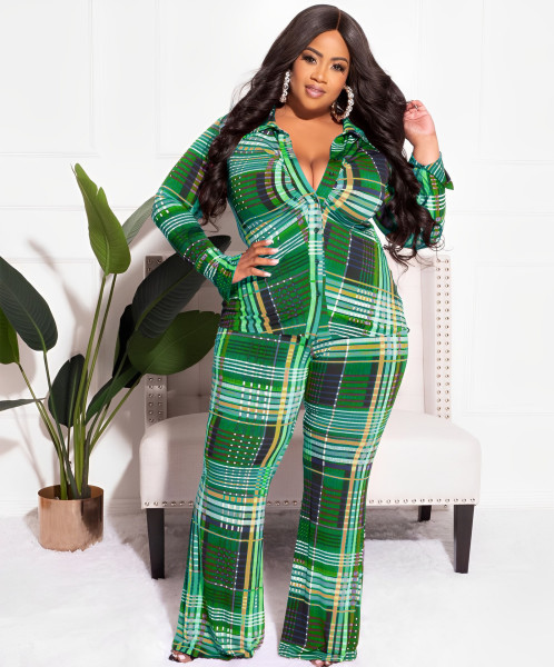 Plaid shirt long sleeve fashionable casual suit