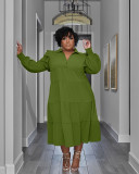 Women's shirt collar cake skirt large dress
