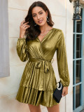 Nightclub Party Dress Women's Sexy V-neck Cake Dress Wine Party Dress