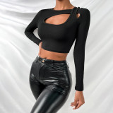 Short slim sexy long sleeved T-shirt with bottom and top