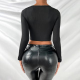Short slim sexy long sleeved T-shirt with bottom and top