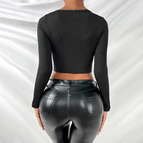 Short slim sexy long sleeved T-shirt with bottom and top