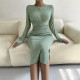 Slim fitting long sleeve square neck pullover knitted shirt