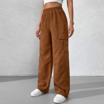 Women's loose elastic waist overalls corduroy wide leg straight casual trousers Women's loose elastic waist overalls corduroy wide leg straight casual trousers