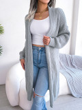 Autumn and winter casual versatile lapel long cardigan sweater coat