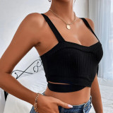 Women's sexy hollow backless slim super short suspender vest sleeveless top