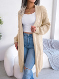 Autumn and winter casual versatile lapel long cardigan sweater coat