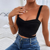 Women's sexy hollow backless slim super short suspender vest sleeveless top
