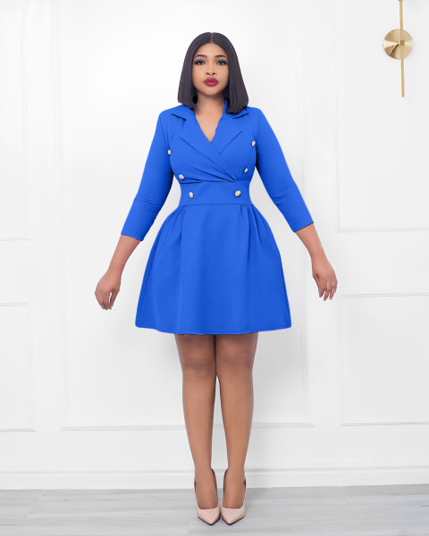 Double breasted A-line skirt with suit collar