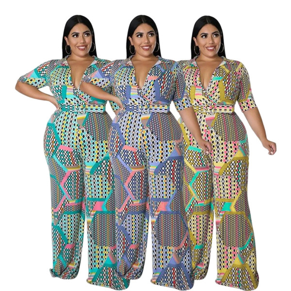 Fashionable elastic knitting material including belt jumpsuit