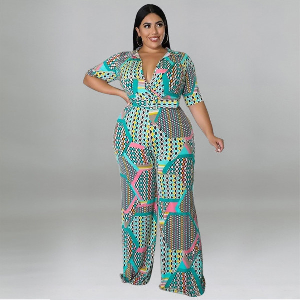 Fashionable elastic knitting material including belt jumpsuit