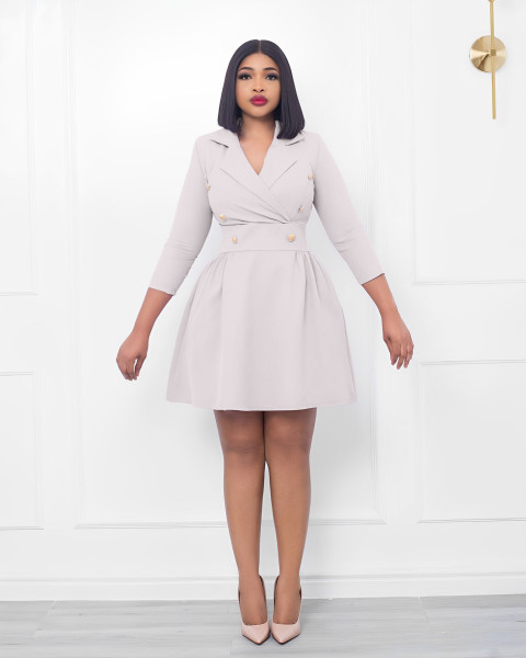 Double breasted A-line skirt with suit collar