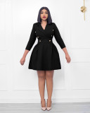 Double breasted A-line skirt with suit collar
