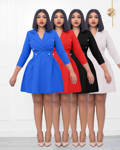 Double breasted A-line skirt with suit collar