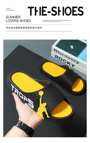 Men's slippers Sports couple Bathroom one word thickened flat sandals