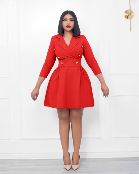 Double breasted A-line skirt with suit collar