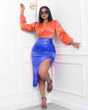 Women's autumn and winter suit Sexy hot girl's pleated color matching autumn dress Women's fashion dress