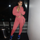 Two piece zipper jogging casual hooded sweater in autumn and winter