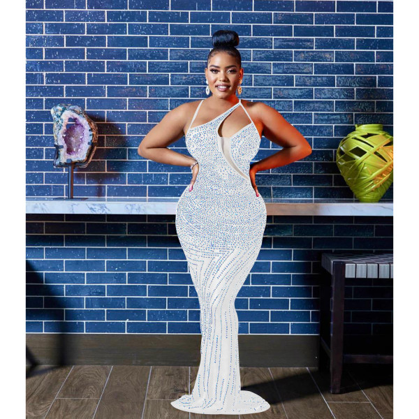 Fashion Women's Mesh Scalded Sleeveless V-neck Long Dress Dress