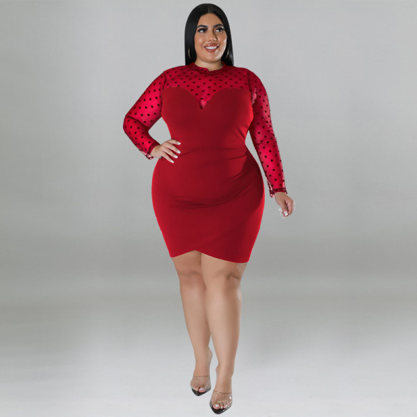 Large sexy bag buttocks nightclub women's patchwork mesh multicolor dress