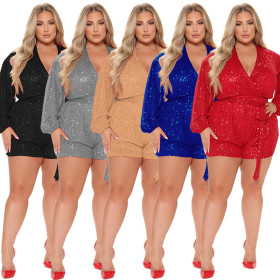 Oversized women's beaded one-piece shorts