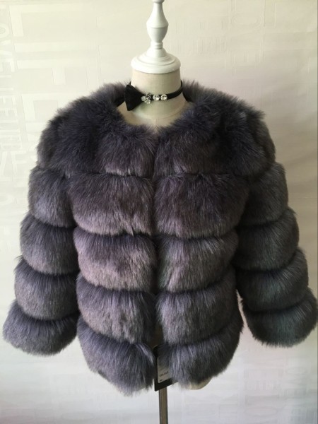 Fox hair imitation fur coat Women's short long sleeved fur faux fur coat