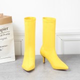 Fashion Pointy Suede Candy Color Leggings Solid Long Boots Thin Heels Multi Color