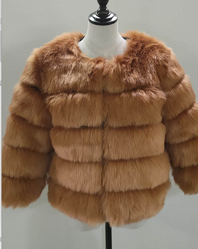 Fox hair imitation fur coat Women's short long sleeved fur faux fur coat