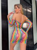 Funny lingerie, suspender, mesh coat, color perspective, long sleeve, hip wrap skirt, funny stockings