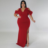 Women's large open high fork dress