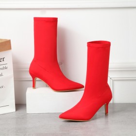 Fashion Pointy Suede Candy Color Leggings Solid Long Boots Thin Heels Multi Color