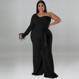 Oversized women's asymmetric jumpsuit