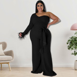 Oversized women's asymmetric jumpsuit