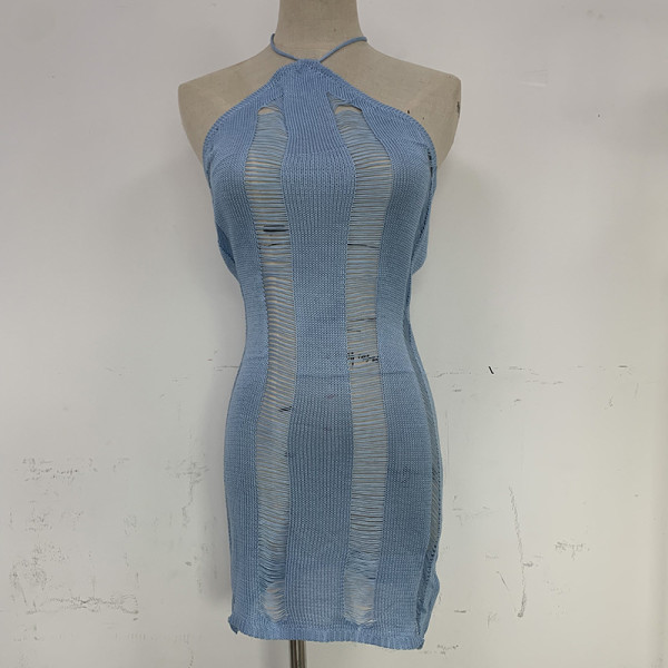 Sexy hollow wool suspender dress