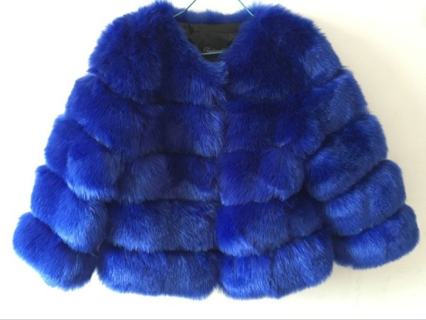 Fox hair imitation fur coat Women's short long sleeved fur faux fur coat