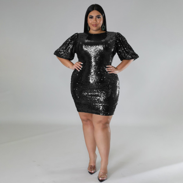 Oversized winter women's velvet embroidered beaded dress