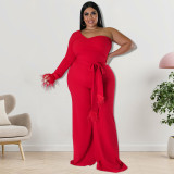 Oversized women's asymmetric jumpsuit