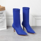 Fashion Pointy Suede Candy Color Leggings Solid Long Boots Thin Heels Multi Color