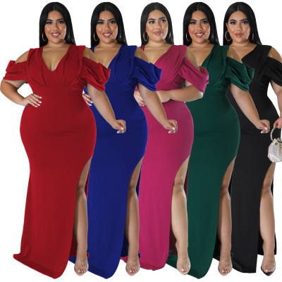 Women's large open high fork dress